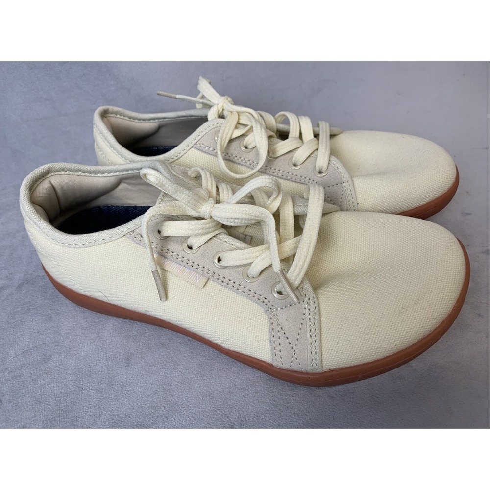 WHITIN‎ Barefoot Shoe Men's Size 4 EU 37 Wide Cream Canvas Box Toe Minimalist